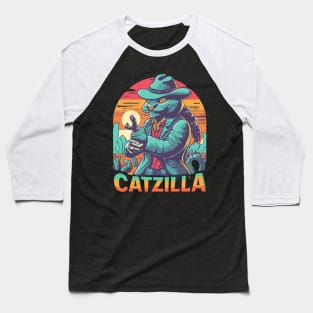 Vintage Catzilla Funny Cat Destroy Baseball T-Shirt